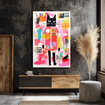 Neşeli Kedi Soyut Sanat Cam Tablo - Modern Duvar Dekoru - Glazella Neşeli Kedi Soyut Sanat Cam Tablo - Modern Duvar Dekoru - Glazella