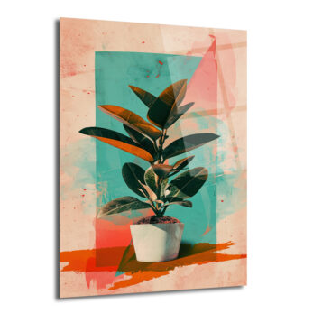 Sanatsal Ficus Cam Tablo: Modern Botanik Dokunuş - Glazella