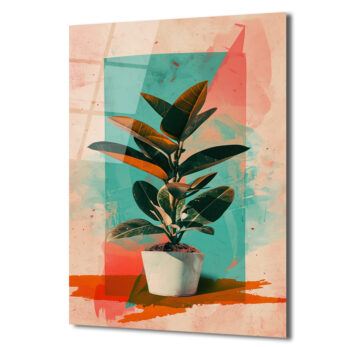 Sanatsal Ficus Cam Tablo: Modern Botanik Dokunuş - Glazella