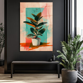 Sanatsal Ficus Cam Tablo: Modern Botanik Dokunuş - Glazella