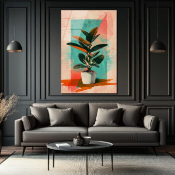Sanatsal Ficus Cam Tablo: Modern Botanik Dokunuş - Glazella