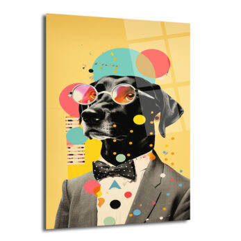 Kibar Köpek Pop Art Cam Tablo | Modern ve Eğlenceli Duvar Dekorasyonu - Glazella