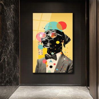 Kibar Köpek Pop Art Cam Tablo | Modern ve Eğlenceli Duvar Dekorasyonu - Glazella Kibar Köpek Pop Art Cam Tablo | Modern ve Eğlenceli Duvar Dekorasyonu - Glazella