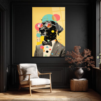 Kibar Köpek Pop Art Cam Tablo | Modern ve Eğlenceli Duvar Dekorasyonu - Glazella Kibar Köpek Pop Art Cam Tablo | Modern ve Eğlenceli Duvar Dekorasyonu - Glazella