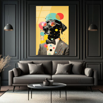 Kibar Köpek Pop Art Cam Tablo | Modern ve Eğlenceli Duvar Dekorasyonu - Glazella