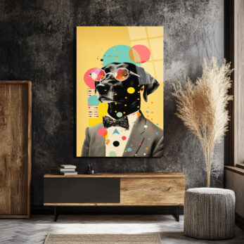 Kibar Köpek Pop Art Cam Tablo | Modern ve Eğlenceli Duvar Dekorasyonu - Glazella Kibar Köpek Pop Art Cam Tablo | Modern ve Eğlenceli Duvar Dekorasyonu - Glazella
