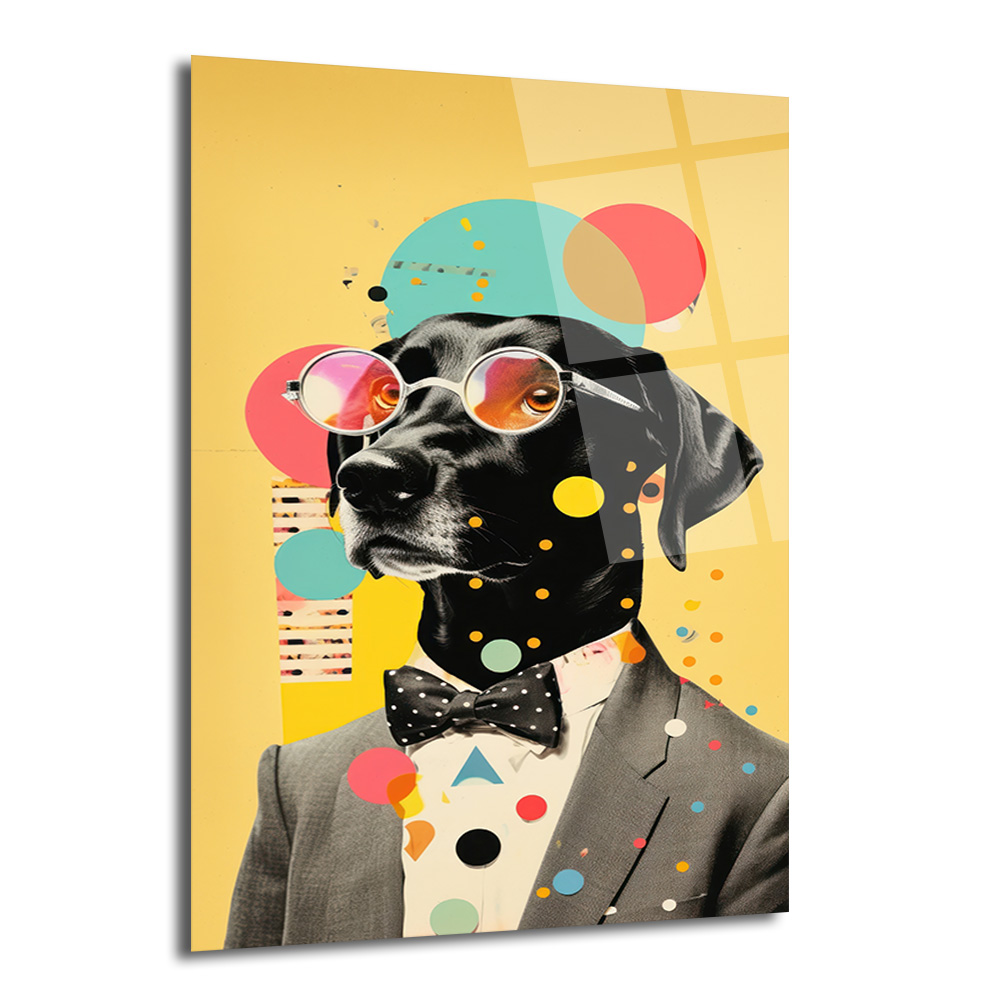 Kibar Köpek Pop Art Cam Tablo | Modern ve Eğlenceli Duvar Dekorasyonu - Glazella Kibar Köpek Pop Art Cam Tablo | Modern ve Eğlenceli Duvar Dekorasyonu - Glazella