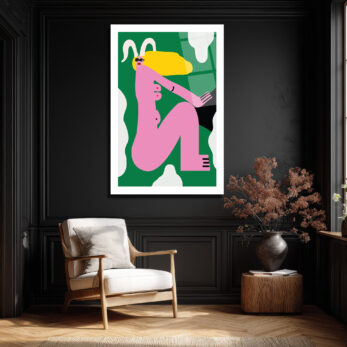 Cesur Pembe Figür ve Sarı Saçlar Modern Cam Tablo - Glazella Cesur Pembe Figür ve Sarı Saçlar Modern Cam Tablo - Glazella