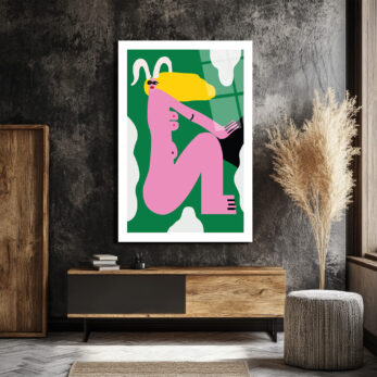 Cesur Pembe Figür ve Sarı Saçlar Modern Cam Tablo - Glazella Cesur Pembe Figür ve Sarı Saçlar Modern Cam Tablo - Glazella