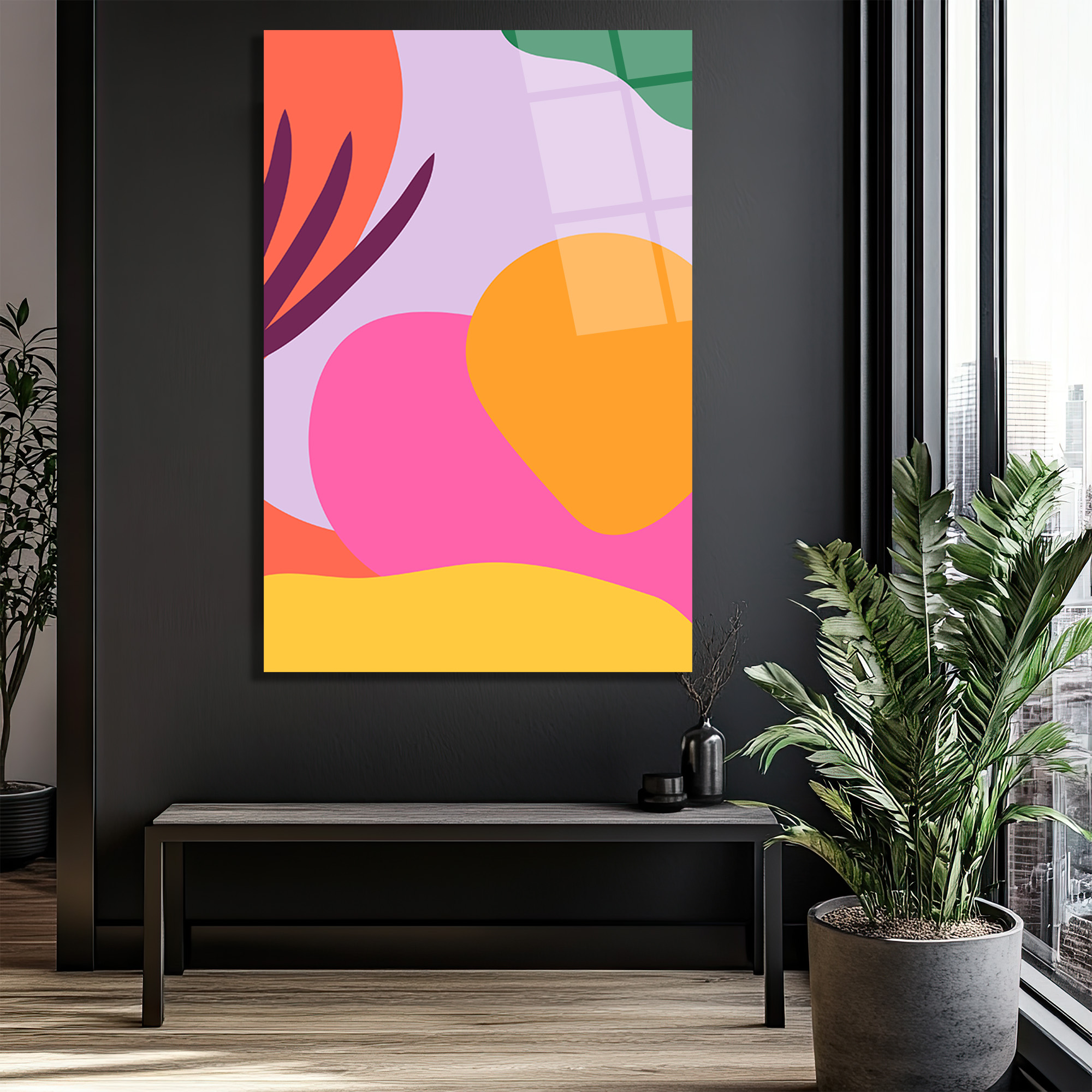 Enerjik Renklerle Soyut Sanat Cam Tablo - Modern Duvar Dekoru - Glazella Enerjik Renklerle Soyut Sanat Cam Tablo - Modern Duvar Dekoru - Glazella