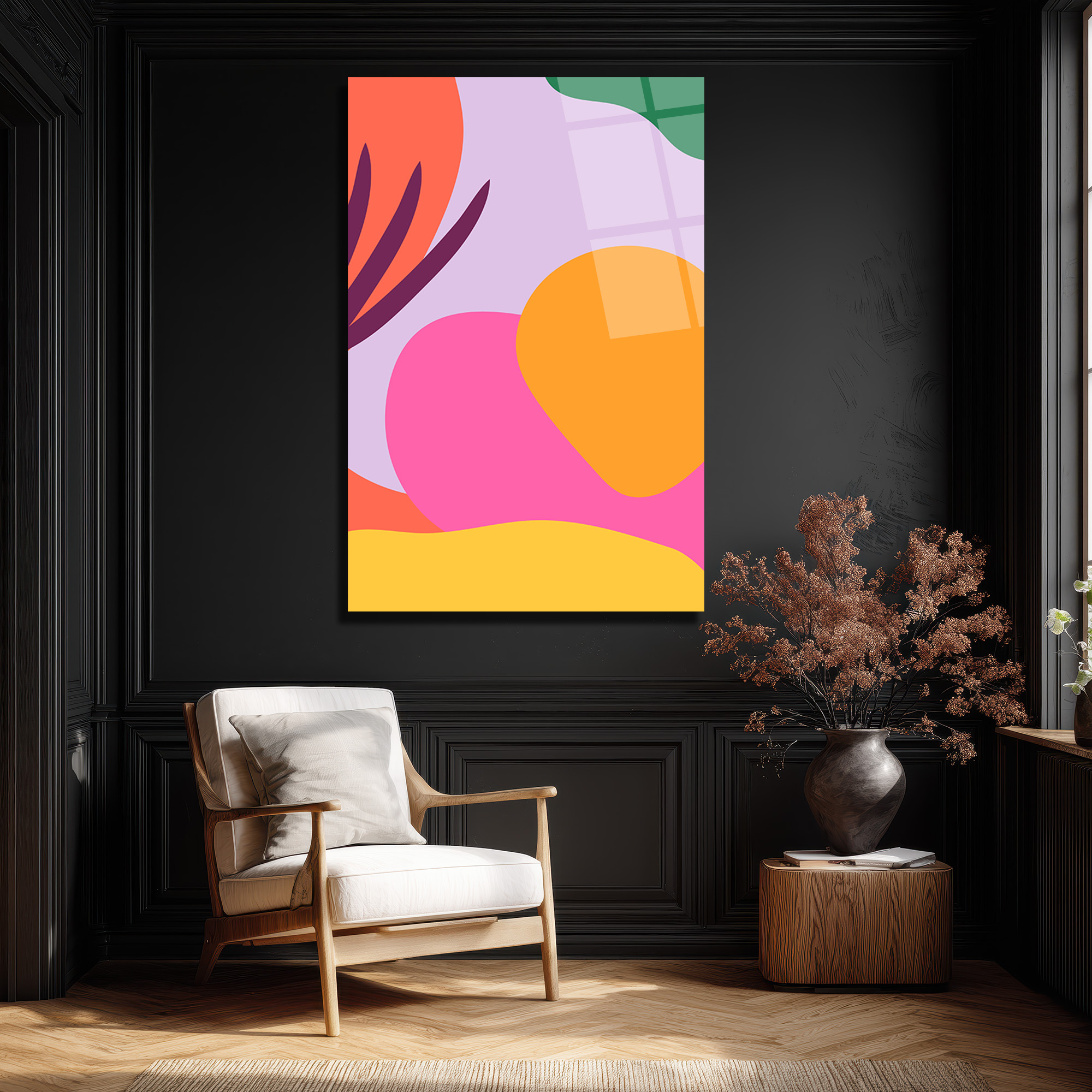 Enerjik Renklerle Soyut Sanat Cam Tablo - Modern Duvar Dekoru - Glazella Enerjik Renklerle Soyut Sanat Cam Tablo - Modern Duvar Dekoru - Glazella
