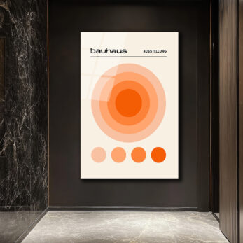 Bauhaus Sanatından İlham Alan Turuncu Daireler Cam Tablo - Glazella Bauhaus Sanatından İlham Alan Turuncu Daireler Cam Tablo - Glazella