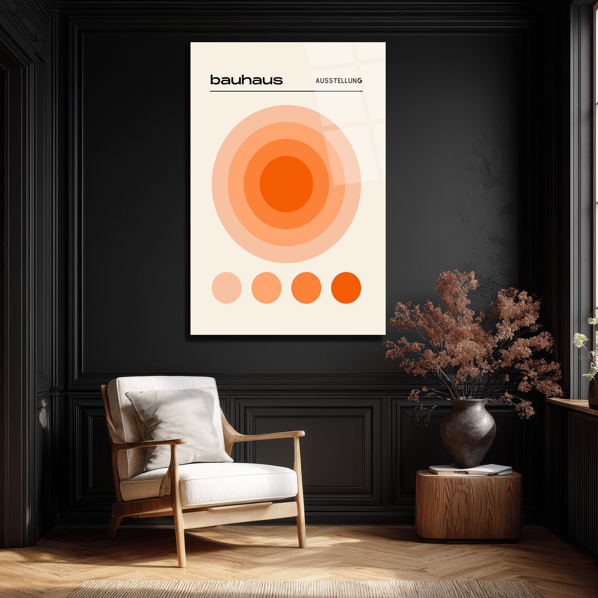 Bauhaus Sanatından İlham Alan Turuncu Daireler Cam Tablo - Glazella Bauhaus Sanatından İlham Alan Turuncu Daireler Cam Tablo - Glazella