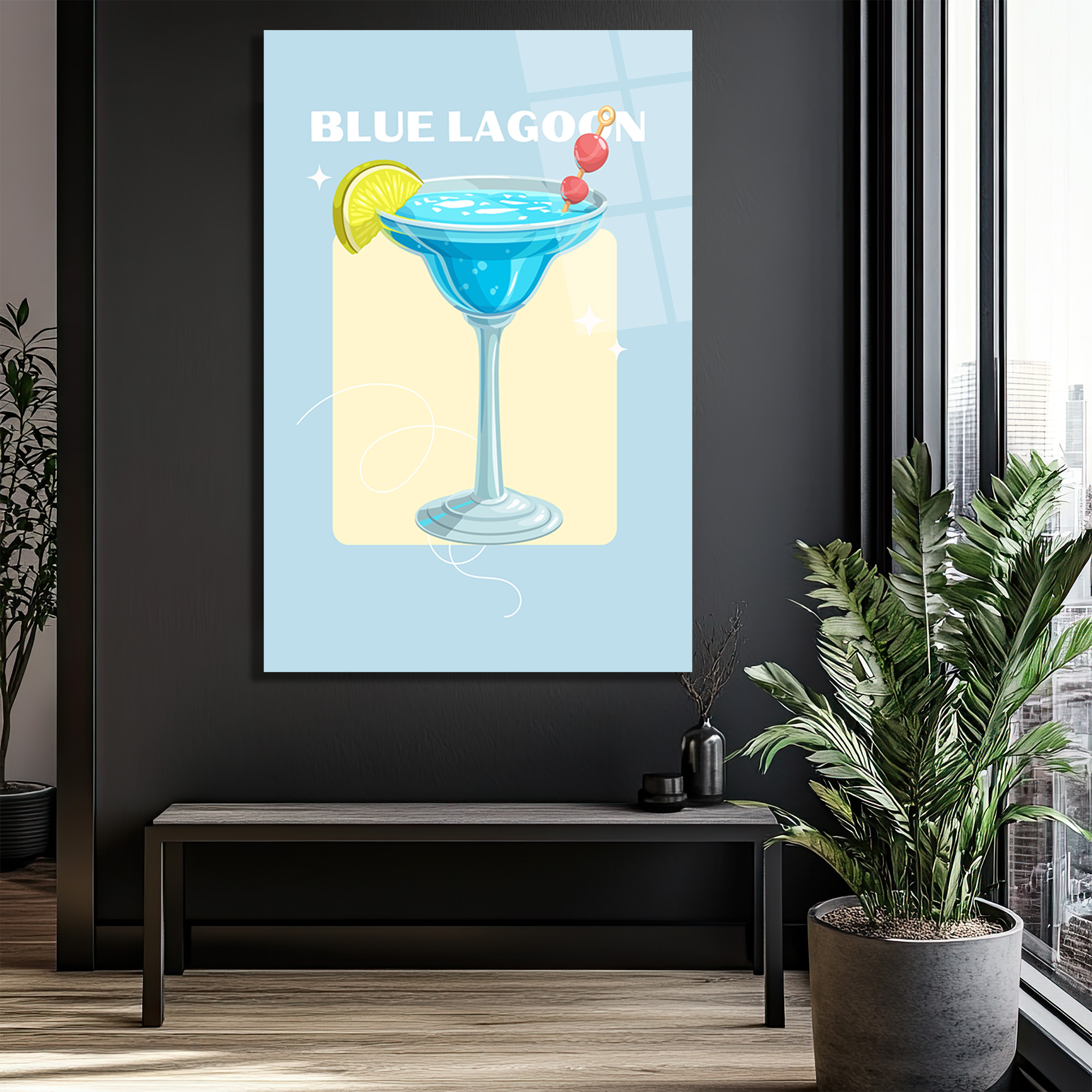 Blue Lagoon Kokteyl Cam Tablo - Yaz Ferahlığı Evine Geliyor - Glazella Blue Lagoon Kokteyl Cam Tablo - Yaz Ferahlığı Evine Geliyor - Glazella