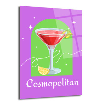 Cosmopolitan Kokteyl Sanat Cam Tablo - Modern Bar Dekorasyonu - Glazella