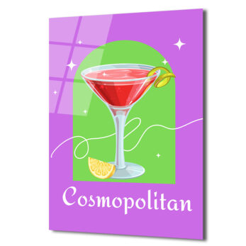 Cosmopolitan Kokteyl Sanat Cam Tablo - Modern Bar Dekorasyonu - Glazella