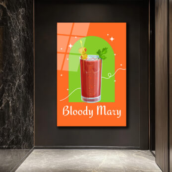 Bloody Mary Kokteyl İllüstrasyonu Cam Tablo | Retro Mutfak Duvar Sanatı - Glazella