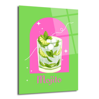 Enerjik Mojito Kokteyl Sanatı Cam Tablo - Yaz Ferahlığı - Glazella