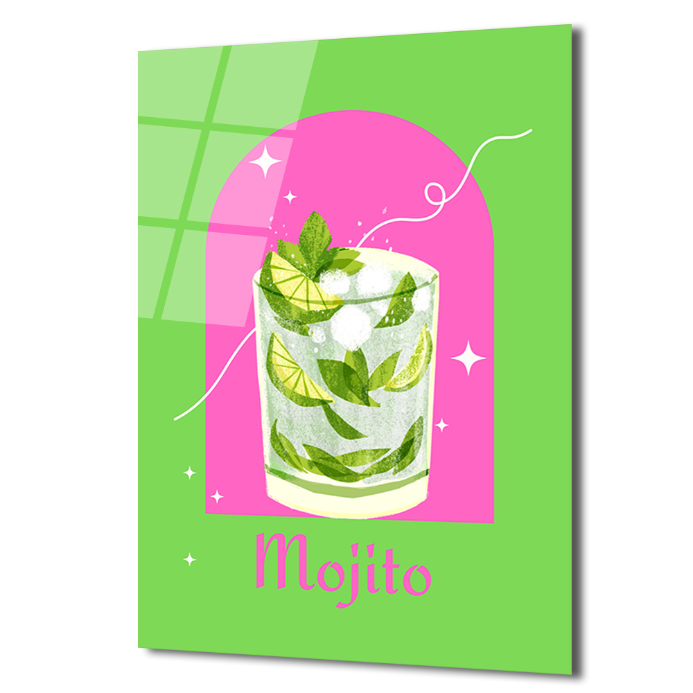 Enerjik Mojito Kokteyl Sanatı Cam Tablo - Yaz Ferahlığı - Glazella Enerjik Mojito Kokteyl Sanatı Cam Tablo - Yaz Ferahlığı - Glazella