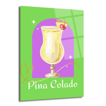 Pina Colada Tropikal Kokteyl Sanatı Cam Tablo - Glazella
