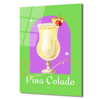 Pina Colada Tropikal Kokteyl Sanatı Cam Tablo - Glazella