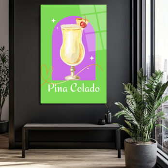 Pina Colada Tropikal Kokteyl Sanatı Cam Tablo - Glazella