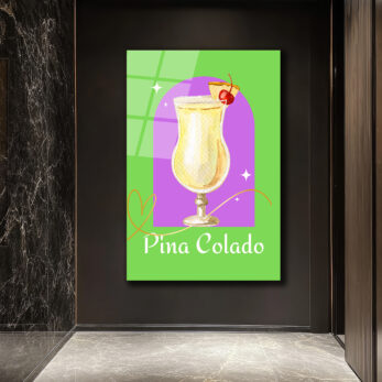 Pina Colada Tropikal Kokteyl Sanatı Cam Tablo - Glazella