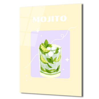 Mojito Ferahlığı Cam Tablo - Modern Yaz Kokteyli Duvar Sanatı - Glazella