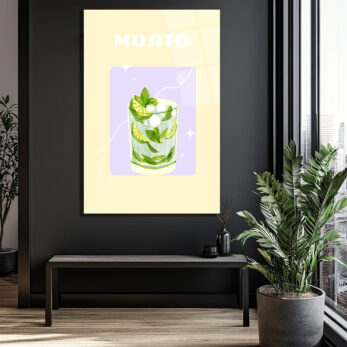 Mojito Ferahlığı Cam Tablo - Modern Yaz Kokteyli Duvar Sanatı - Glazella