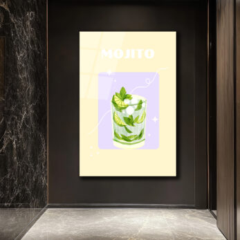 Mojito Ferahlığı Cam Tablo - Modern Yaz Kokteyli Duvar Sanatı - Glazella