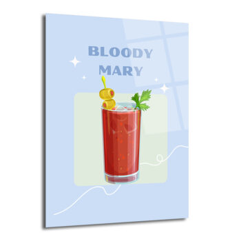 Bloody Mary Kokteyl Cam Tablo - Modern Mutfak ve Bar Dekoru - Glazella