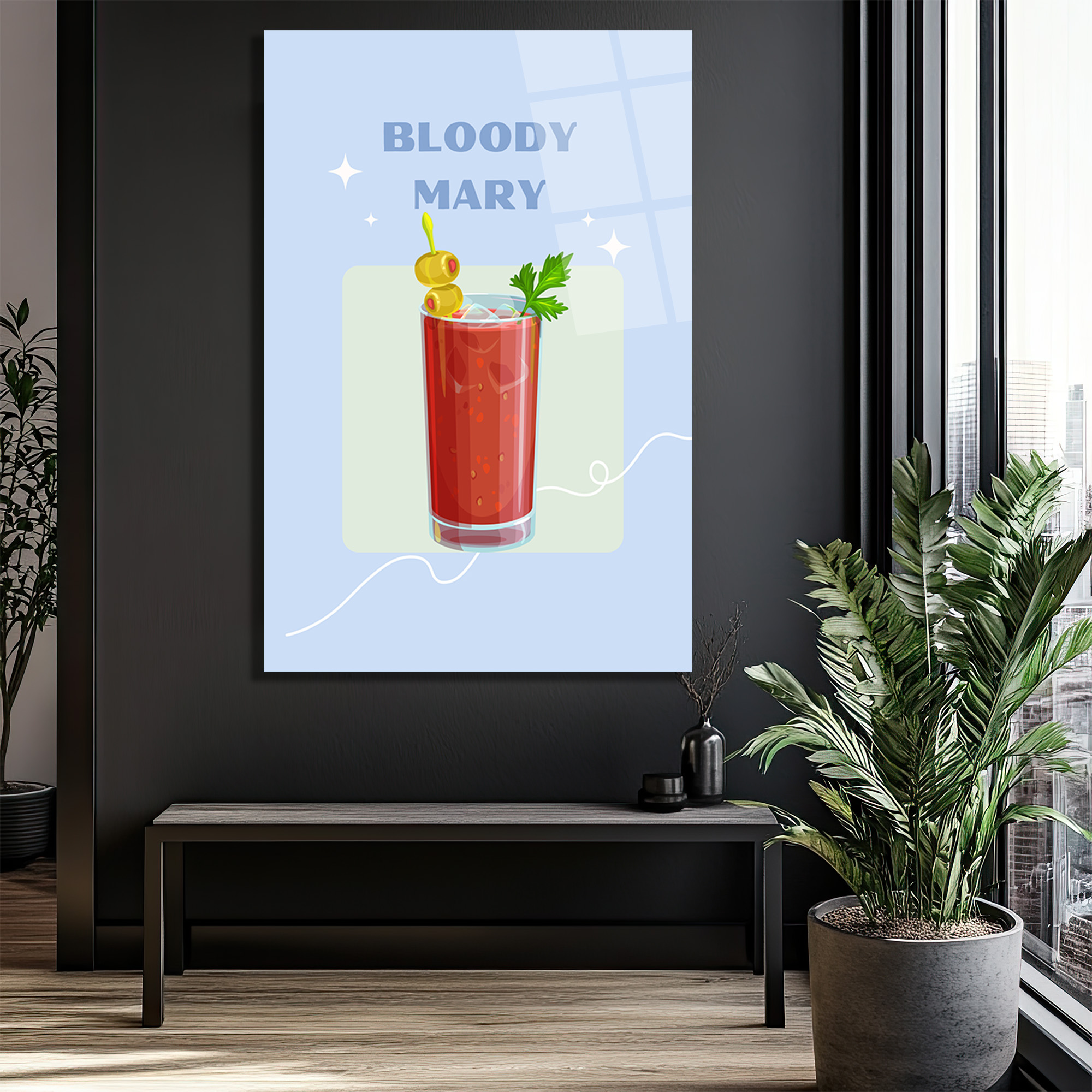 Bloody Mary Kokteyl Cam Tablo - Modern Mutfak ve Bar Dekoru - Glazella Bloody Mary Kokteyl Cam Tablo - Modern Mutfak ve Bar Dekoru - Glazella