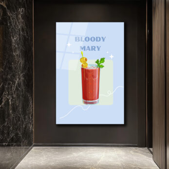 Bloody Mary Kokteyl Cam Tablo - Modern Mutfak ve Bar Dekoru - Glazella Bloody Mary Kokteyl Cam Tablo - Modern Mutfak ve Bar Dekoru - Glazella