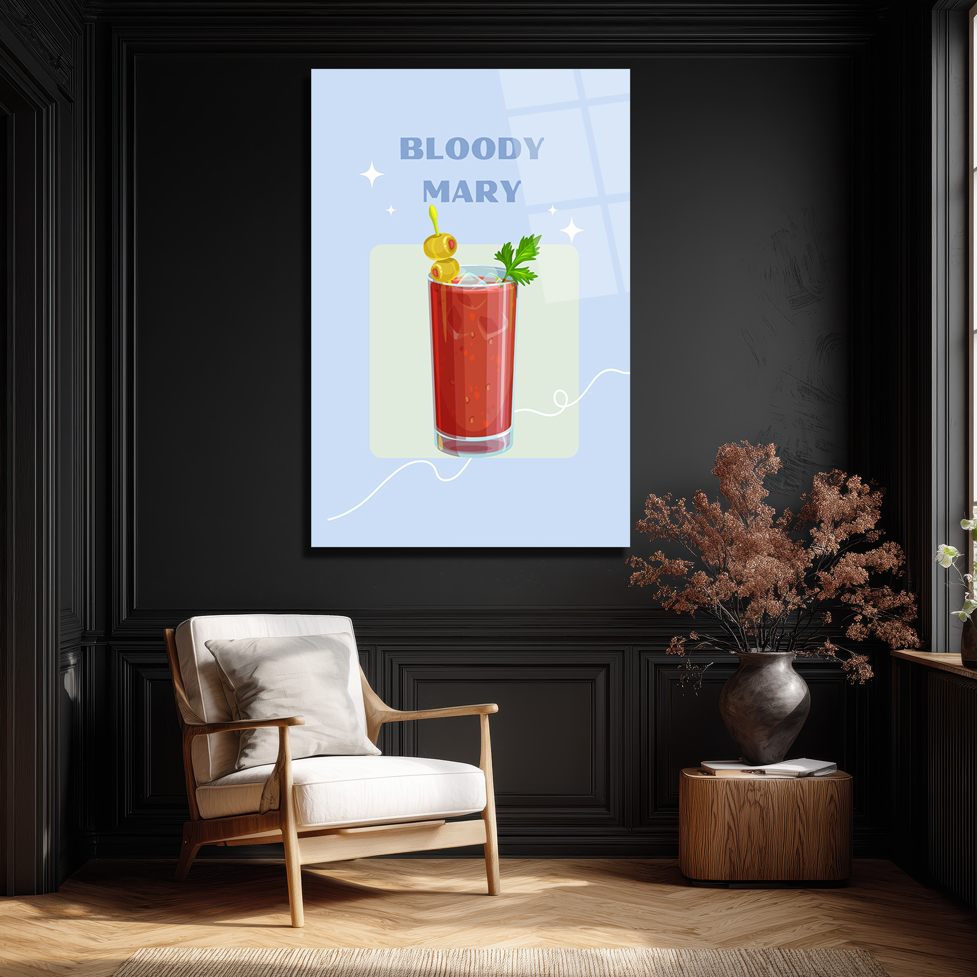 Bloody Mary Kokteyl Cam Tablo - Modern Mutfak ve Bar Dekoru - Glazella Bloody Mary Kokteyl Cam Tablo - Modern Mutfak ve Bar Dekoru - Glazella