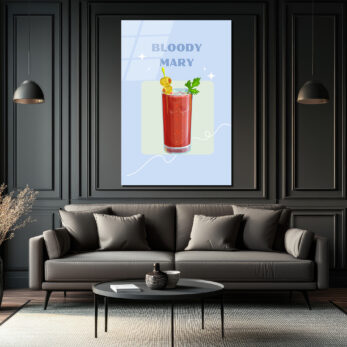 Bloody Mary Kokteyl Cam Tablo - Modern Mutfak ve Bar Dekoru - Glazella Bloody Mary Kokteyl Cam Tablo - Modern Mutfak ve Bar Dekoru - Glazella