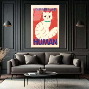 İmza Atan Kedi: 'Impress Me Human' Mizahi Cam Tablo - Glazella İmza Atan Kedi: 'Impress Me Human' Mizahi Cam Tablo - Glazella