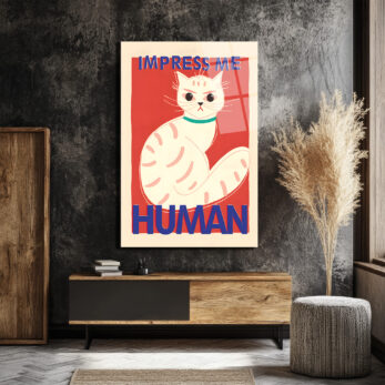 İmza Atan Kedi: 'Impress Me Human' Mizahi Cam Tablo - Glazella İmza Atan Kedi: 'Impress Me Human' Mizahi Cam Tablo - Glazella