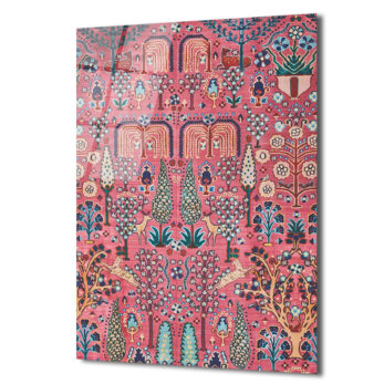 Büyüleyici Fars Bahçesi Desenli Pembe Cam Tablo - Glazella Büyüleyici Fars Bahçesi Desenli Pembe Cam Tablo - Glazella