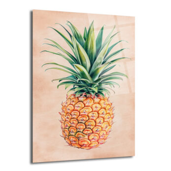 Tropikal Ananas Cam Tablo - Yaz Enerjisi Duvar Sanatı - Glazella