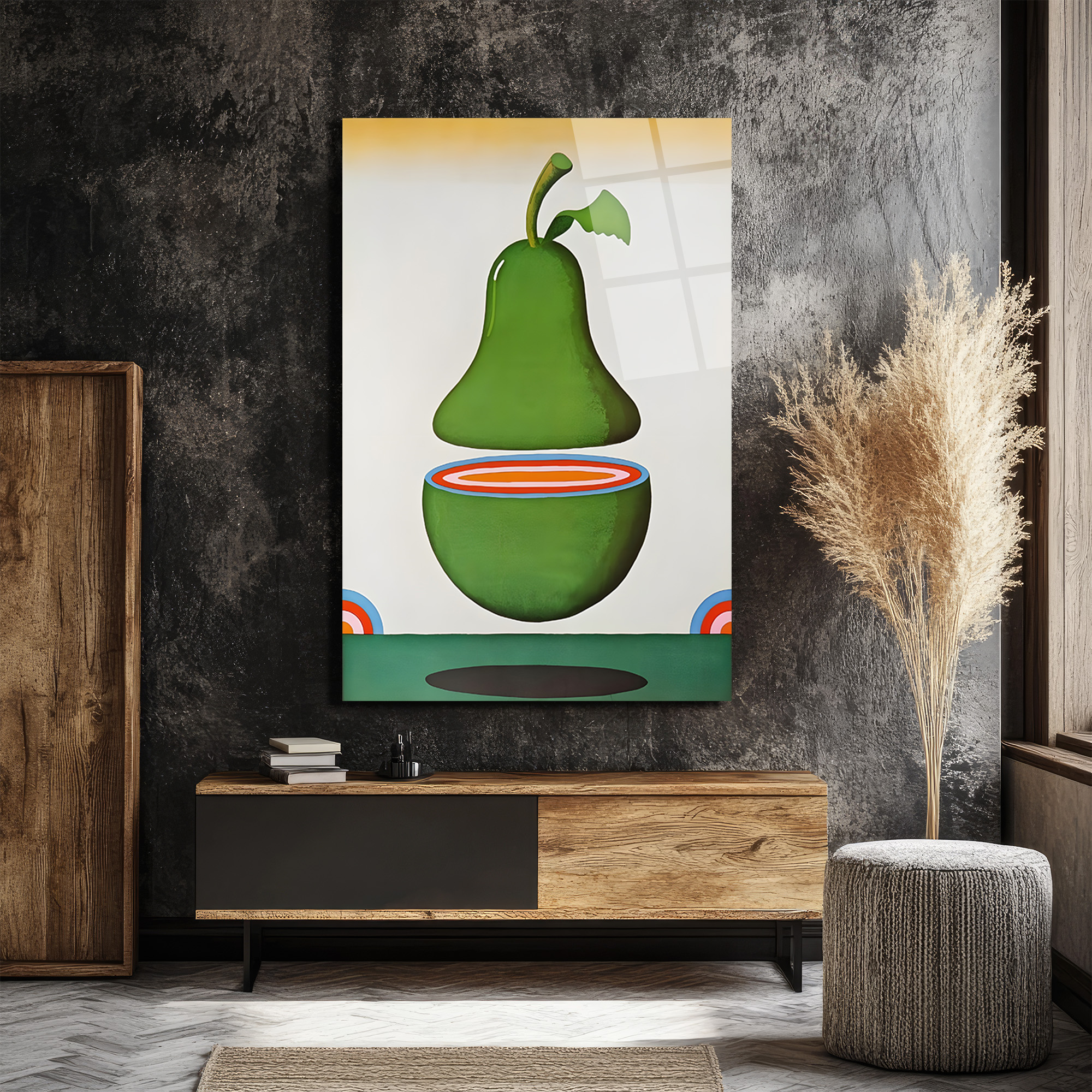 Kesit Armut Modern Sanat Cam Tablo - Glazella - Glazella Kesit Armut Modern Sanat Cam Tablo - Glazella
