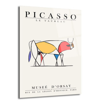 Picasso Le Taureau Soyut Boğa Sanatı Cam Tablo - Glazella