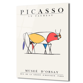 Picasso Le Taureau Soyut Boğa Sanatı Cam Tablo - Glazella