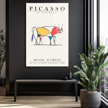 Picasso Le Taureau Soyut Boğa Sanatı Cam Tablo - Glazella