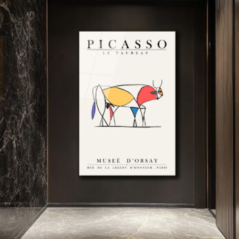 Picasso Le Taureau Soyut Boğa Sanatı Cam Tablo - Glazella