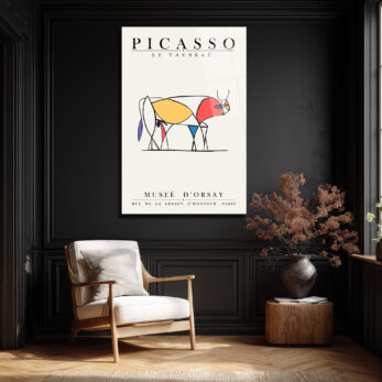 Picasso Le Taureau Soyut Boğa Sanatı Cam Tablo - Glazella