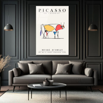Picasso Le Taureau Soyut Boğa Sanatı Cam Tablo - Glazella
