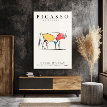 Picasso Le Taureau Soyut Boğa Sanatı Cam Tablo - Glazella