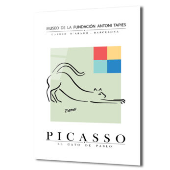Picasso El Gato de Pablo Minimalist Kedi Tasarımı Cam Tablo - Glazella