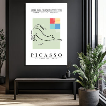 Picasso El Gato de Pablo Minimalist Kedi Tasarımı Cam Tablo - Glazella