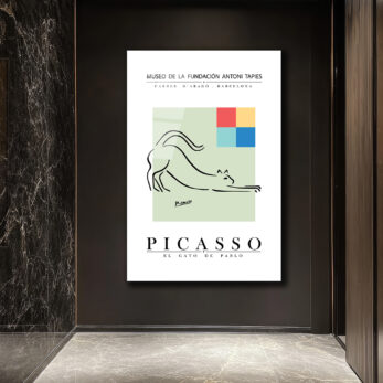 Picasso El Gato de Pablo Minimalist Kedi Tasarımı Cam Tablo - Glazella